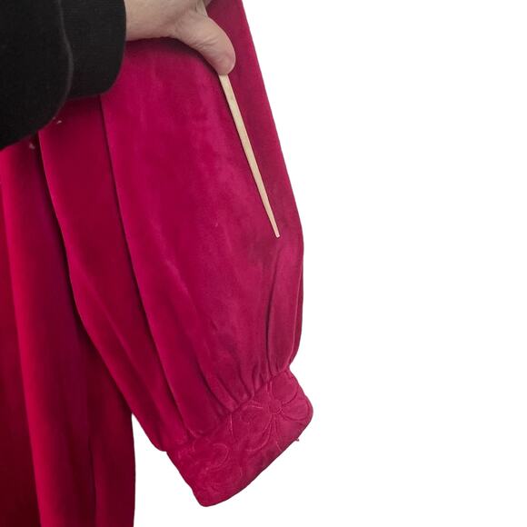 Diamond Tea women Large Bath Robe House coat Dress Vintage Pink Long floral Flaw - Picture 9 of 15